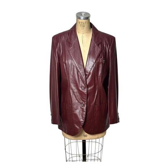 Etienne Aigner Jackets & Blazers - 1970s 80s MINT Etienne Aigner oxblood leather blazer Size L